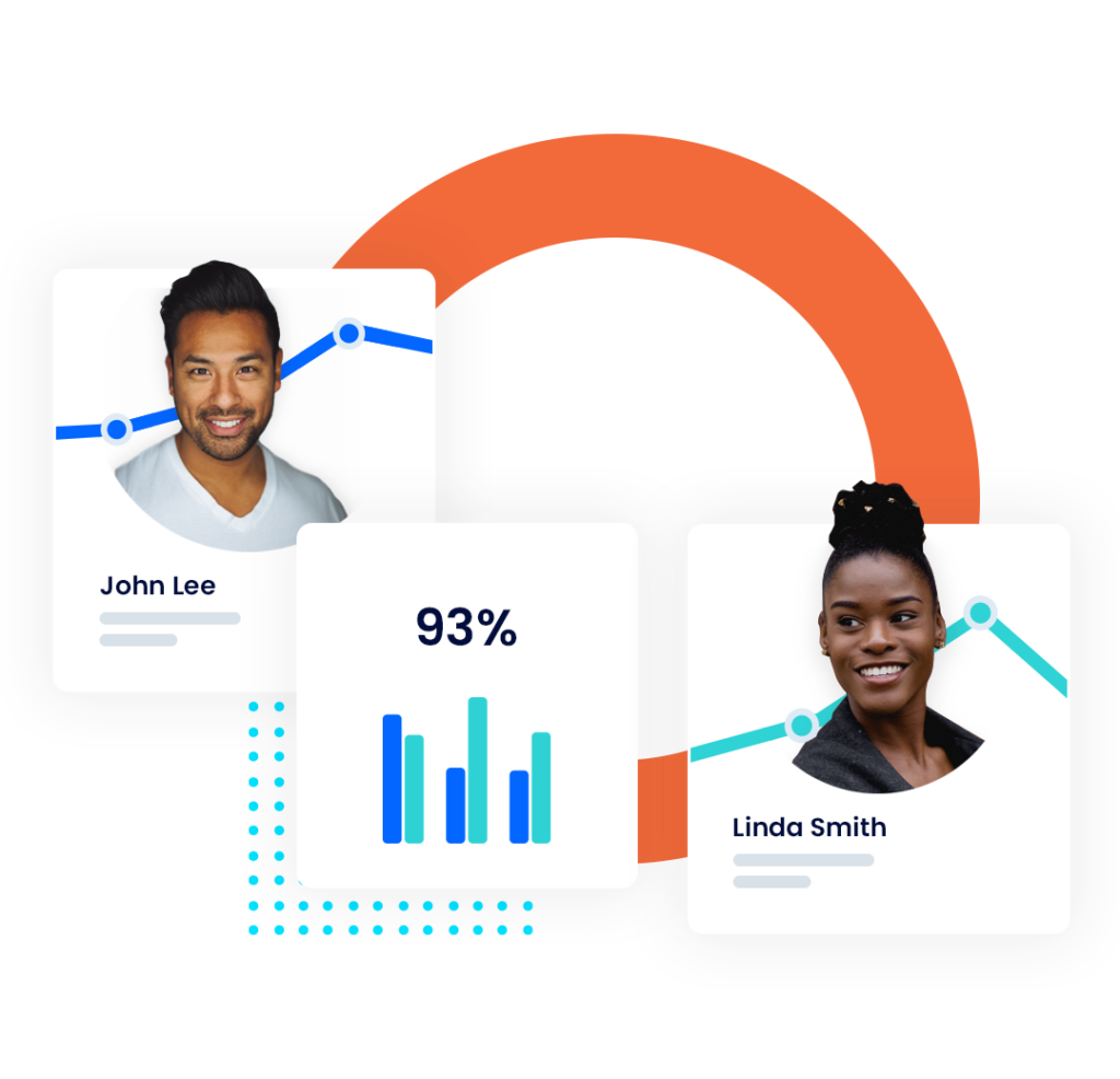 Représentation visuelle de la progression de la performance pour deux employés