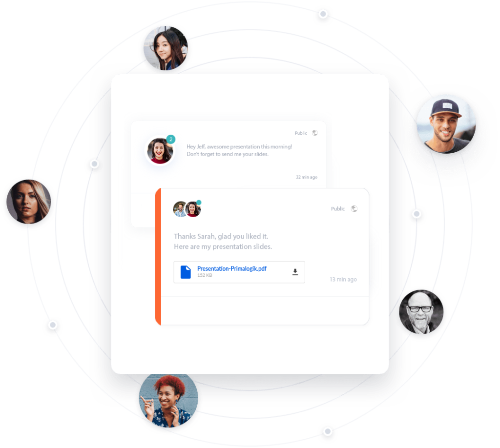 Coworkers sharing and commenting on an instant feedback comment