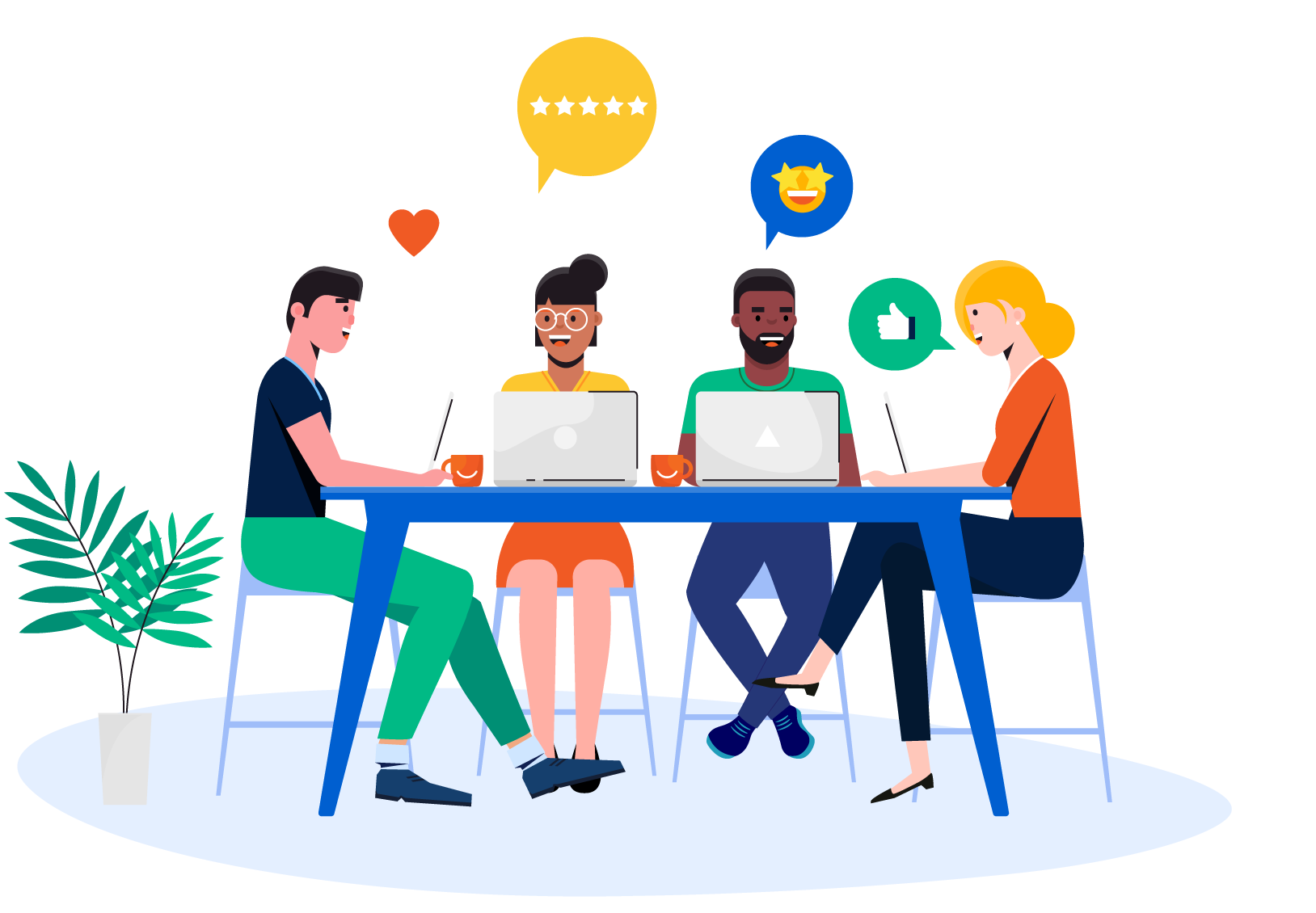 Des employés heureux de discuter ensemble lors d’une réunion