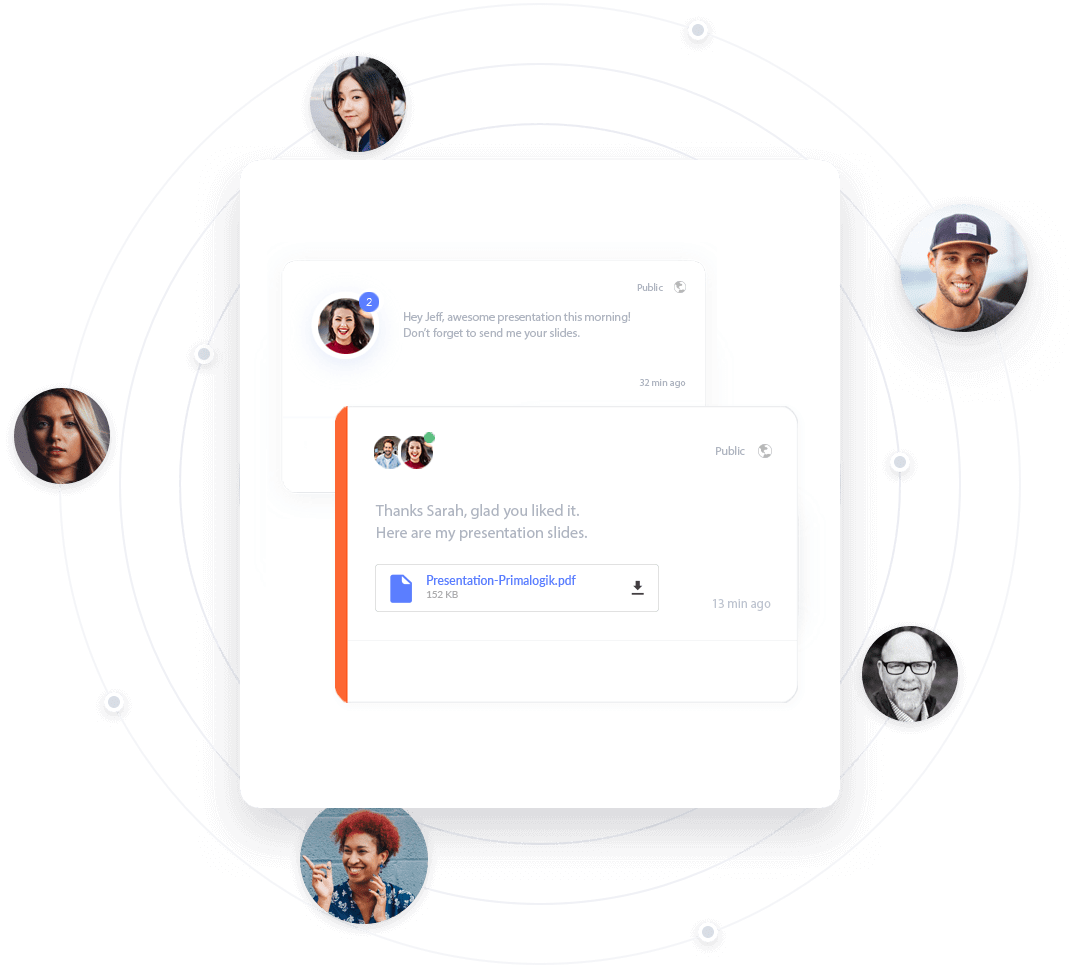 Colegas que comparten sus opiniones y responden con comentarios