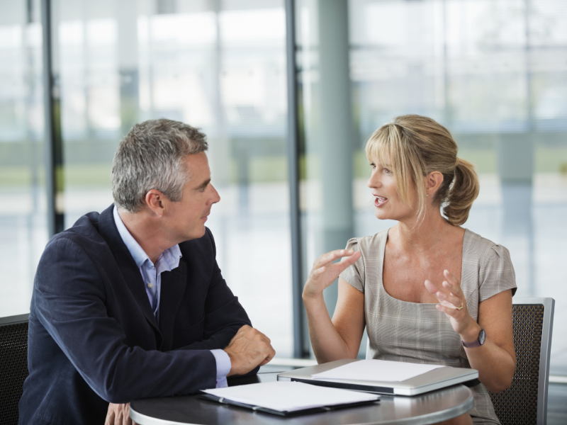 An-employee-and-his-manager-having-a-performance-review An employee and his manager having a performance review