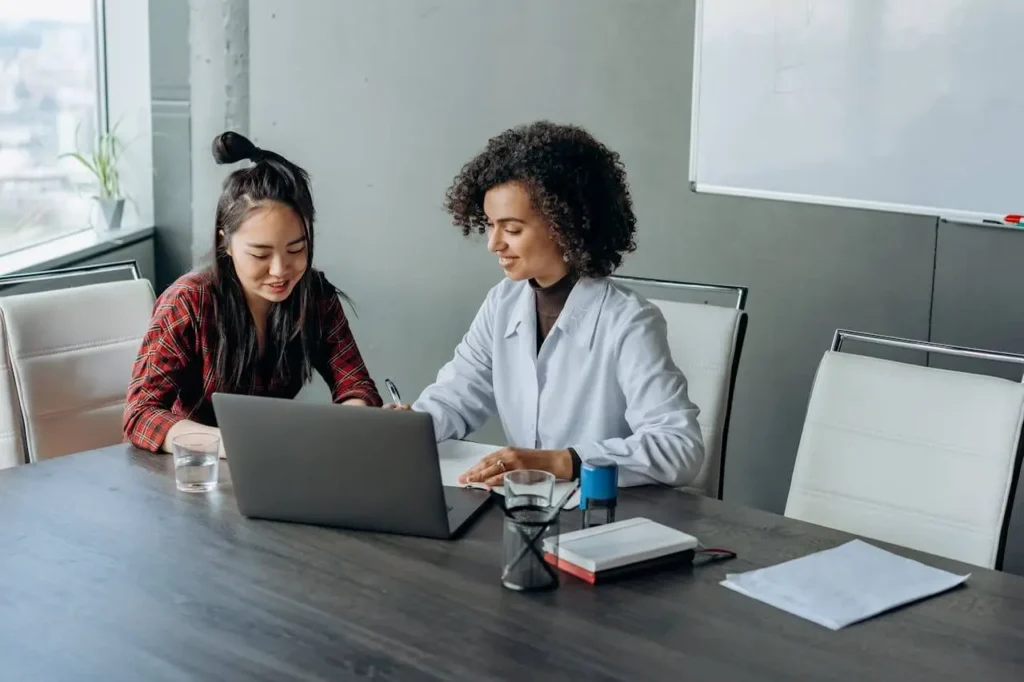 colleagues going over a performance improvement plan